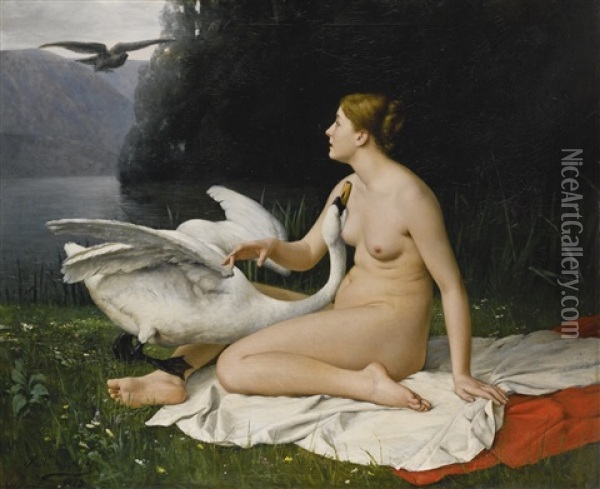 Leda And The Swan Oil Painting - Paul Jean Baptiste Lazerges
