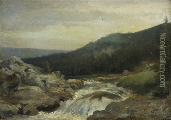 River Oil Painting - Magnus Hjalmar Munsterhjelm