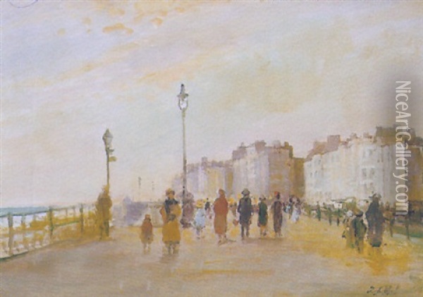 La Promenade De Brighton Oil Painting - Jacques-Emile Blanche