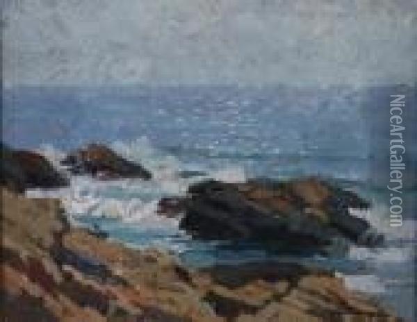 Rocky Coast, Cape Ann, Massachusetts Oil Painting - Frederick John Mulhaupt