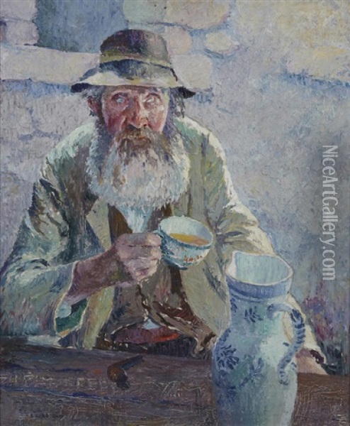 The Wayfarer Oil Painting - Sigurd Skou