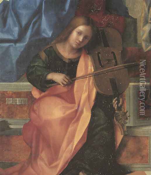 San Zaccaria Altarpiece (detail) Oil Painting - Giovanni Bellini