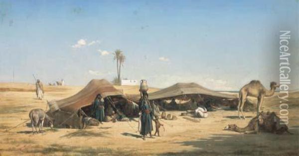 Campement A Ramlat En Egypte Oil Painting - Etienne Billet