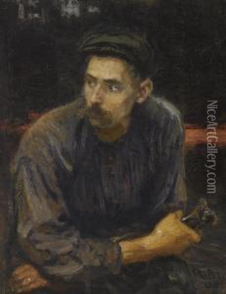 Portrait Of A Worker Oil Painting - Ilya Efimovich Efimovich Repin