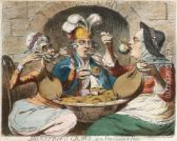 Monstrous Craws, At A New Coalition Feast Oil Painting - James Gillray