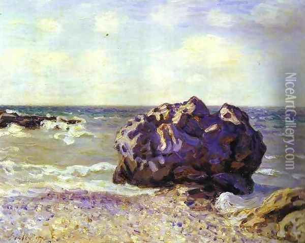 Langland Bay Storrs Rock Morning Oil Painting - Alfred Sisley