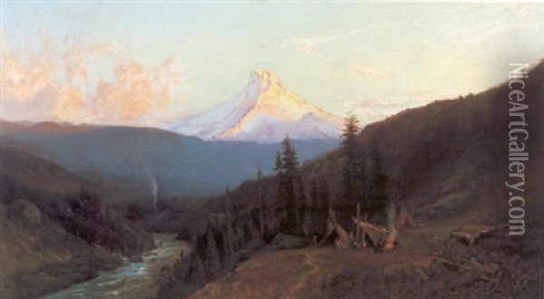Mt. Hood From Hood River Oil Painting - William Keith