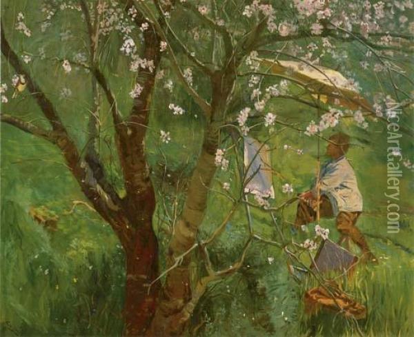 Again The Meadowlark Oil Painting - Karl H. Yens