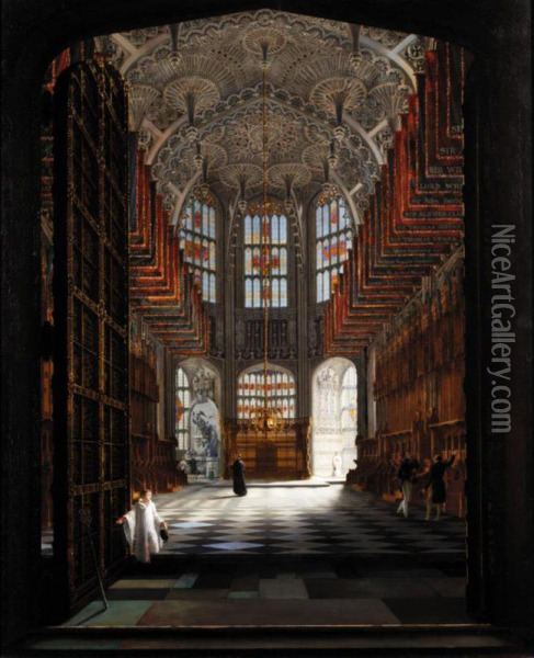 Interior Of The Chapel Of Henry Vii, Westminter Abbey Oil Painting - John James Harwood