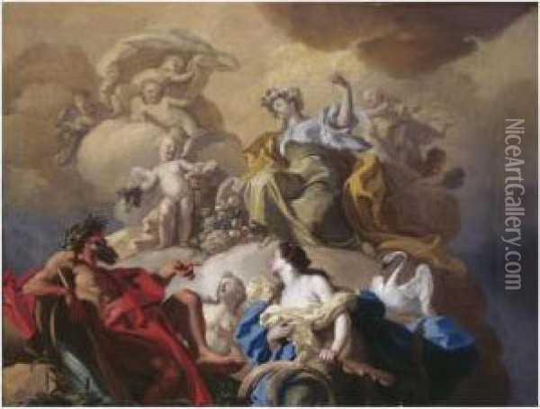 An Allegory Of Ceres And The River Sebeto Oil Painting - Francesco de Mura