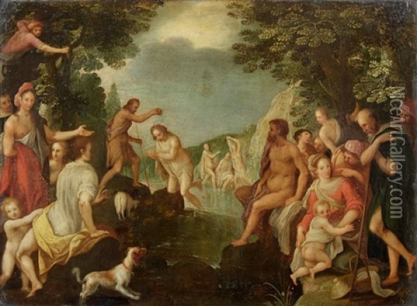 Le Bapteme Du Christ Oil Painting - Jan Van Balen