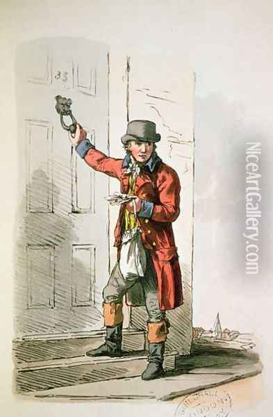 The Postman from Costume of Great Britain, 1805 Oil Painting - William Henry Pyne