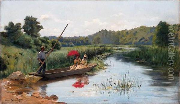 Sunday Boating Oil Painting - Pierre Andre Brouillet