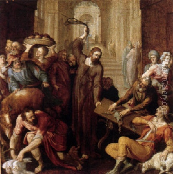 Christ Driving The Money Lenders From The Temple Oil Painting - Ernst-Gotthilf Bosse