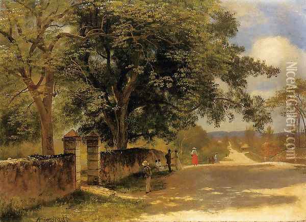 Street In Nassau Oil Painting - Albert Bierstadt