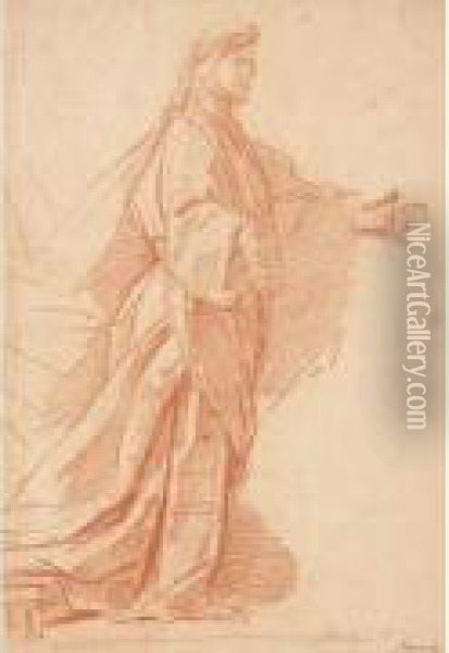 Etude De Figure D'homme De Profil A Droite Oil Painting - Jean-baptiste Jouvenet