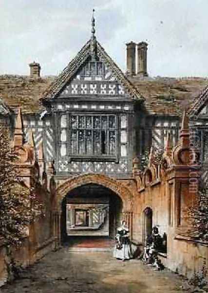 View of the North Entrance of Speke Hall Oil Painting - Joseph Nash