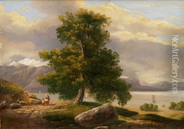 Seelandschaft Mit Figurenstaffage Oil Painting - Joseph Anton Koch