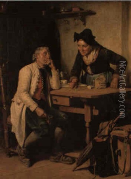 The Missing Coin Oil Painting - Berthold Woltze