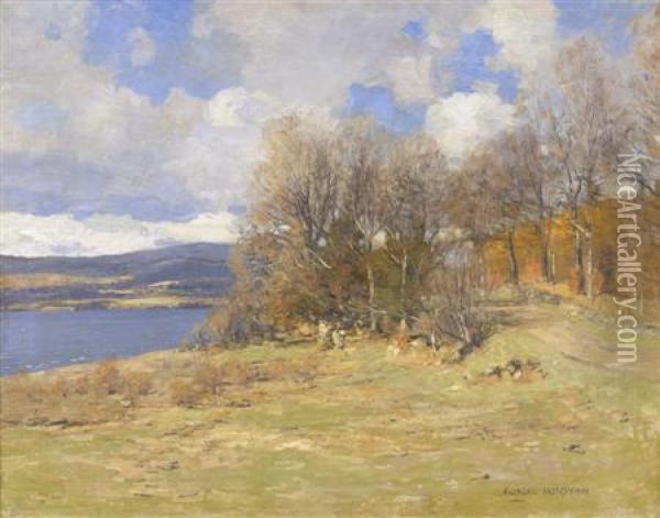 On The Banks Of The Loch Oil Painting - George Houston