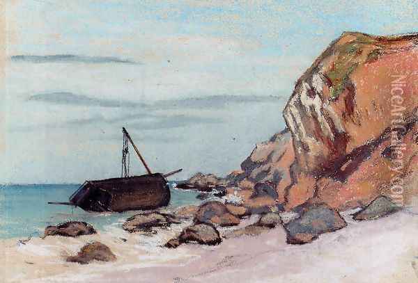Saint Adresse Beached Sailboat Oil Painting - Claude Oscar Monet