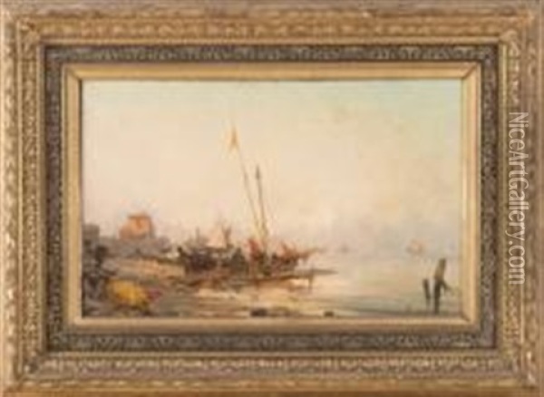 Pecheurs Au Port Oil Painting - Paul Bistagne