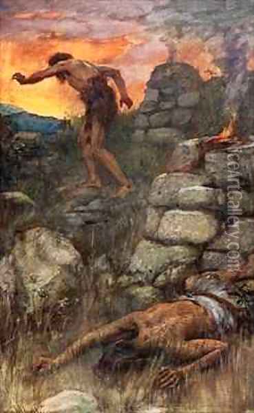 Cain and Abel Oil Painting - Harold Copping