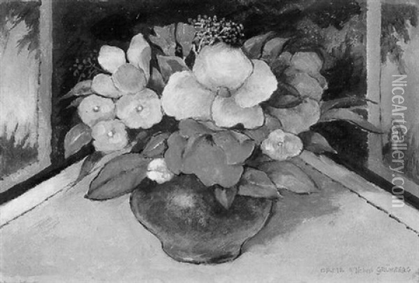 Sommerstraus In Blauer Vase Oil Painting - Emil Orlik