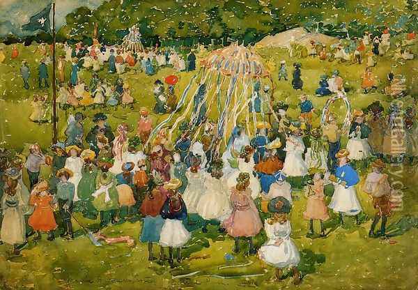 May Day Central Park2 Oil Painting - Maurice Brazil Prendergast
