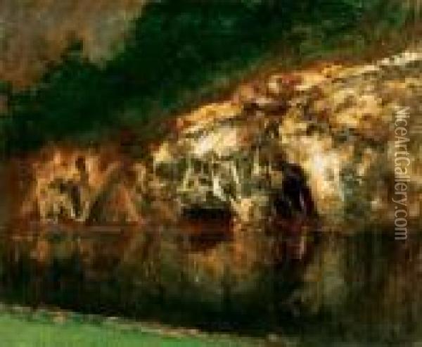 Mountain Landscape, Between 1898-1902 Oil Painting - Laszlo Mednyanszky