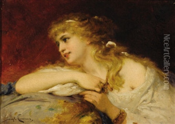 Portrait Of A Woman Oil Painting - Joseph Coomans