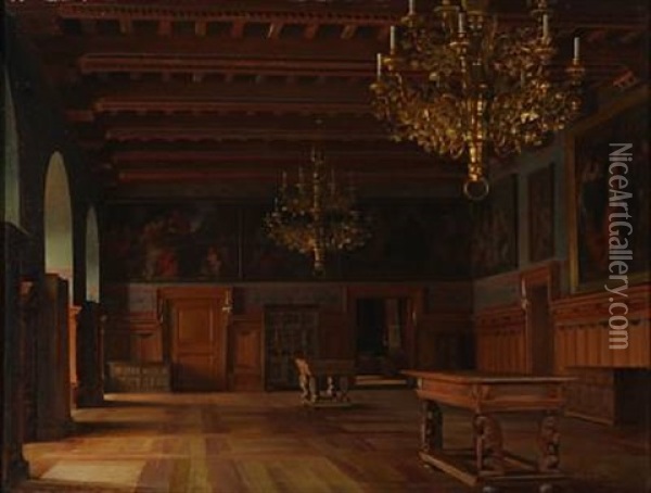 Valdemar Hall At Frederiksborg Castle In Denmark Oil Painting - Karl Jensen