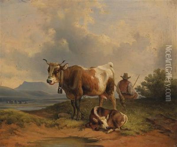 Herdsmanresting Oil Painting - Joseph Heike