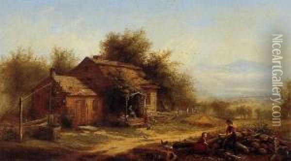 Signed Jerome Thompson And Dated 1863, L.l. Oil Painting - Jerome B. Thompson