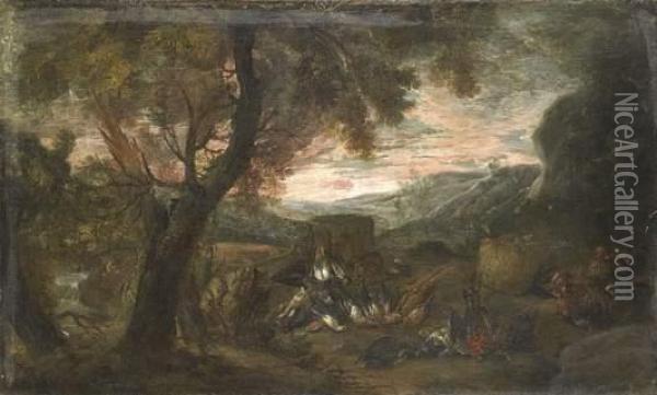 Poules Et Gibier Dans Un Paysage Oil Painting - Adriaen de Gryef