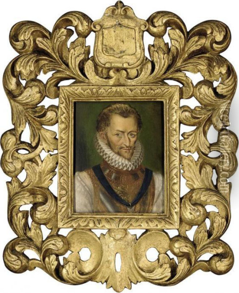 Portrait Of A Gentleman, 
Traditionally Identified As Henri Delorraine, Duc De Guise, Called Le 
Balafre (1550-1588) Oil Painting - Francois Clouet