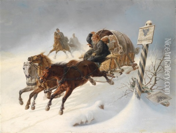 Wild Ride Oil Painting - Arthur Johann Severin Nikutovski