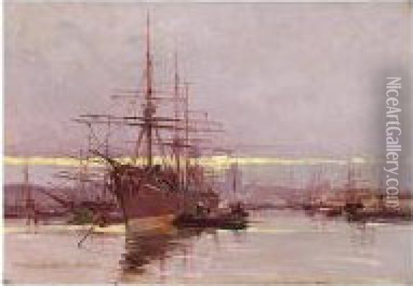 The Port Of Helsingor Oil Painting - Ioannis (Jean H.) Altamura