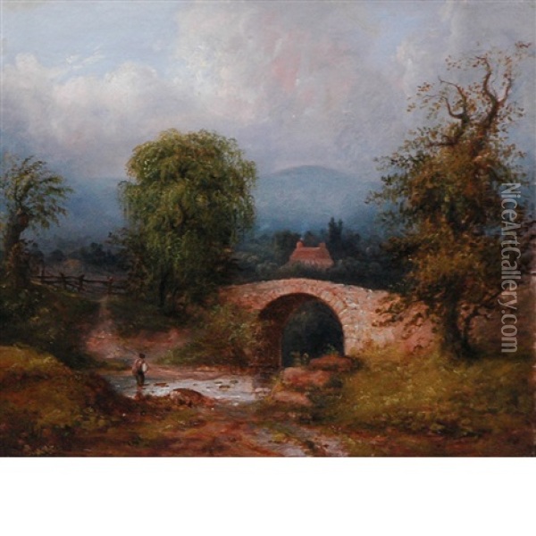 Bridge In The Katerskills, New York Oil Painting - Walter McPherson Bayne