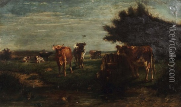 Kuhe Auf Der Weide Oil Painting - Johannes Hubertus Leonardus de Haas