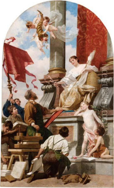 Allegoria Della Stampa Oil Painting - Giovanni Muzzioli