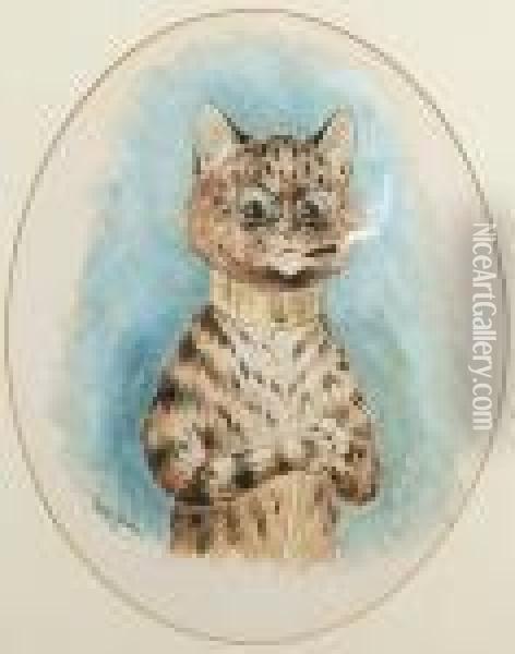 A Quick Puff Oil Painting - Louis William Wain