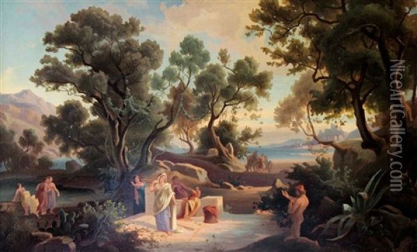Odysseus Und Nausikaa Oil Painting - Friedrich Johann C.E. Preller the Elder