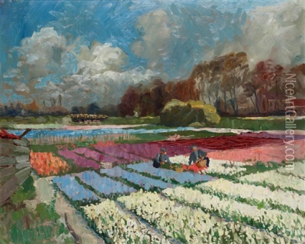 Blumengartnerei In Holland Oil Painting - Georg Hering