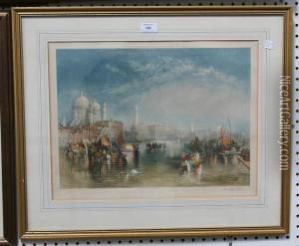 S Basilica From The Grand Canal Oil Painting - John Cother Webb