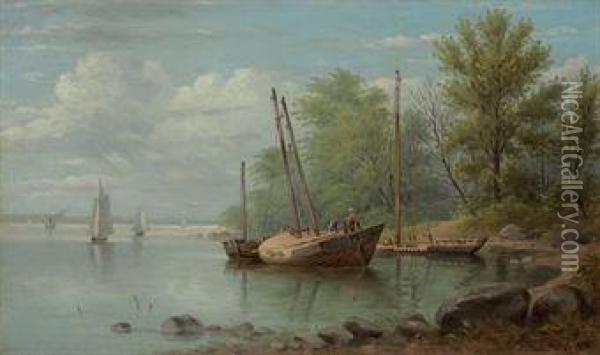 On The Hudson Oil Painting - William Rickarby Miller