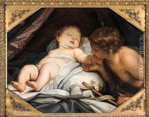 Ges Bambino E San Giovannino Oil Painting - Carlo Maratta or Maratti