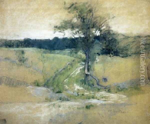 Tree By A Road Oil Painting - John Henry Twachtman