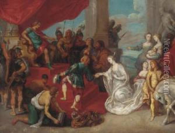 The Continence Of Scipio Oil Painting - Simon de Vos
