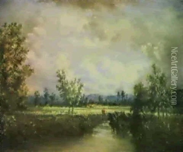 Bachlandschaft Oil Painting - Jules Dupre